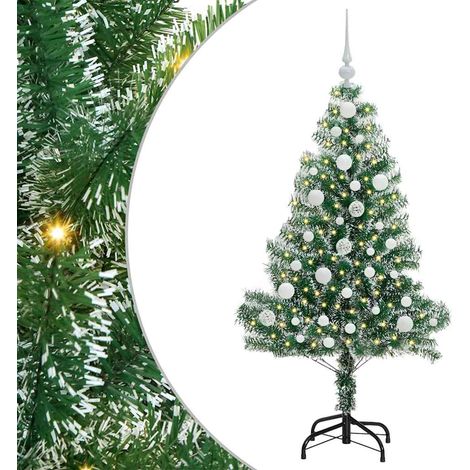 Árbol de Navidad Artificial Nevado con Luz LED Verde y 120 cm vidaXL (1/5)