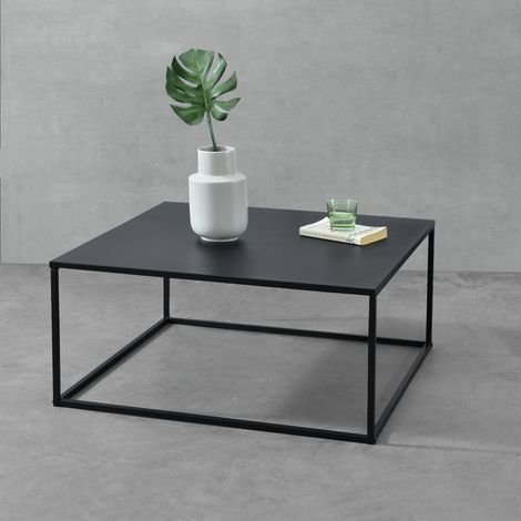 Table Basse Carrée Lebus 38 x 85 x 85 cm Noir Mat [en.casa] (1/6)