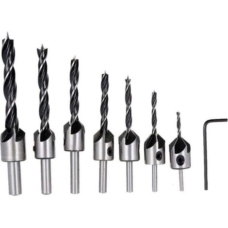 Fraise à fraiser 7 pièces HSS 5 cannelures ensemble de fraisage tournevis alésoir bois métal aluminium plastique fraise outil de forage 3-10mm (1/4)
