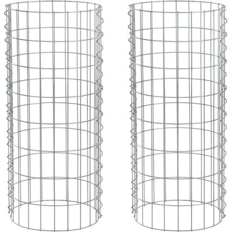Gabione Gabionensäule rund Ø 35 cm 80 cm 2er Steingabionen Steinkorb Drahtkorb