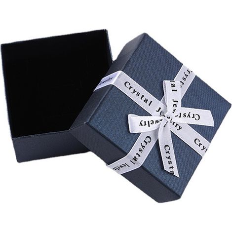 Écrin Cadeau Nœud Papillon Multifonction Lettres Anglaises Petite Boîte à Bijoux avec Couvercle pour Colliers Boucles d'Oreilles Anneaux Bleu/Lettre Nœud 7,5x7,5x3,5cm (Avec Mousse) (1/3)