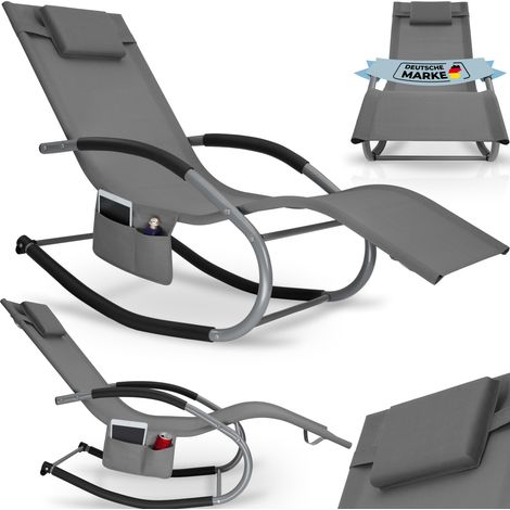 Chaise longue de jardin ergonomique avec fonction balancement gris