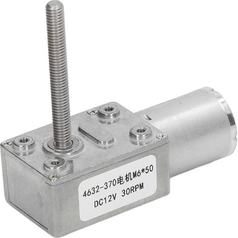 Moteur Réducteur DC 12V 30 Tours/Minute avec Autoblocage, Réducteur à Vis sans Fin, Arbre de Sortie M6x50mm (1/5)