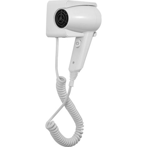 JVD - Sèche-cheveux Mural Glow blanc : 1400W, ioniseur intégré, support avec arrêt auto. Économique et pratique pour hôtels. - Matériel professionnel