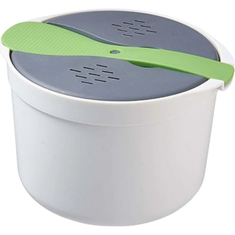 Multifunktionaler Reiskocher mit einem mikrowellengeeigneten 2-Liter-Innentopf geeignet für die Zubereitung von Nudeln, Gemüse, Reis, Quinoa und Ramen. (Grün) (1/3)