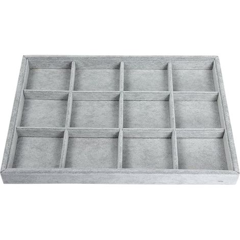 Plateau à bijoux en velours, boîte de rangement pour pendentifs et bijoux (1/4)