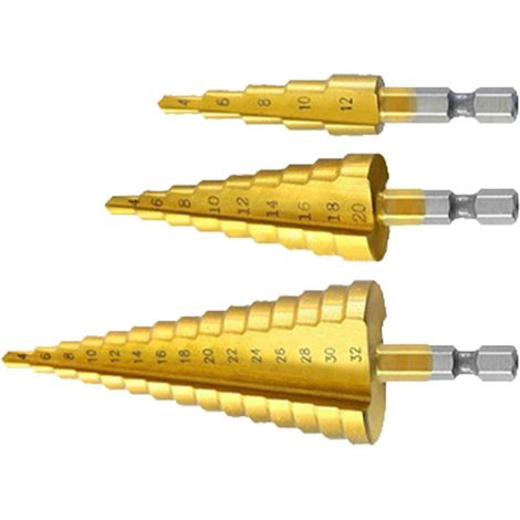 Stufenbohrer-Set, titanbeschichtet, verschleißfest, stabil, robust, Sechskantschaft, Pagodenkegelbohrer-Set (1/5)