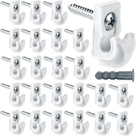 Lot de 24 clips muraux blancs pour étagères de placard, clips pour étagères métalliques, supports d'étagères métalliques robustes en plastique, clips inclus, vis et tubes d'extension pour étagères (1/5)