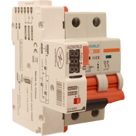 MCB Interruttore Magnetotermico Con Riarmo Automatico, Curva D 2P 3M 10000A AC 400V PB8H, 3 Tentativi (10s/60s/300s), Corrente Disponibili 6A 10A 16A 20A 25A 32A 40A 50A 63A  (D32A)