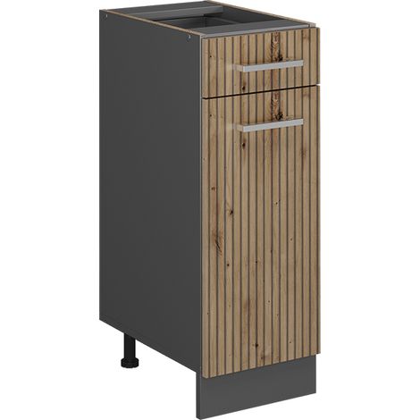 Mueble bajo de cocina R-Line, Roble artesanal, 30 cm sin encimera, Vicco