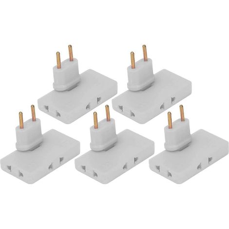 Adaptateur de prise UE en ABS et laiton, lot de 5, sans fil, rallonge à 180°, adaptateur 1 vers 3 prises UE, 110-250 V (blanc) (1/5)