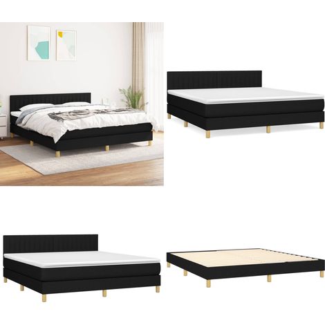 Boxspringbett mit Matratze Schwarz 160x200 cm Stoff - Boxspringbett - Doppelbett - Schlafraum - Bettenrahmen - Matratze - Home & Living (1/5)
