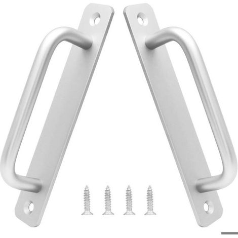 Poignées de porte coulissante en aluminium - MICH - Lot de 2 - 128 mm - Argent - Installation facile (1/4)