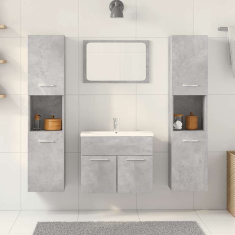 vidaXL 4 Piece Bathroom Furniture Set Concrete Grey Engineered Wood (1/5)