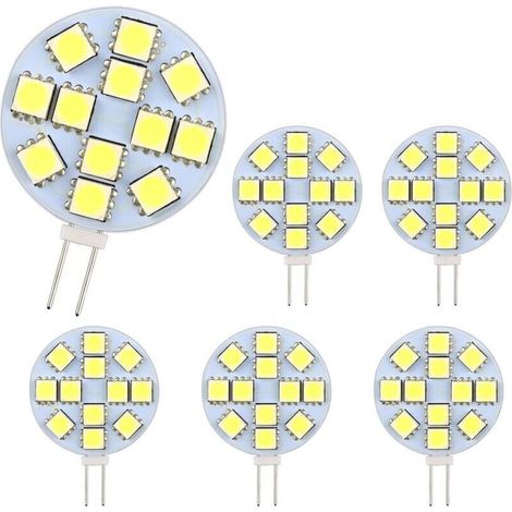 Ampoule G4 LED 2W, AC/DC12-24V, 200LM Blanc Chaud 3000K, 12x 5050SMD, Équivalent Ampoule Halogène 20w, Non-Dimmable, G4 Ampoule Ronde LED pour Lumière d'armoire, Éclairage Encastré, Lot de 6 (1/5)