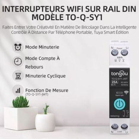 Interruptor inteligente Wi-Fi de 20 A para Alexa, Google Assistant, control remoto por aplicación, disyuntor Wi-Fi con medición, control por voz y temporizador. (1/5)