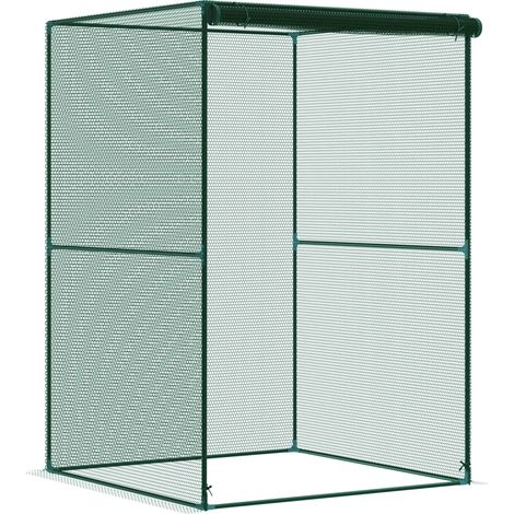 Cage de culture pour plantes 120 x 120 x 180 cm avec porte enroulable et structure en acier pour jardin ou terrasse, verte (1/5)
