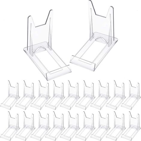 Porte-assiettes en acrylique, présentoir en plastique, support pour assiettes photo, mini chevalet transparent pour exposer des photos ou des assiettes, décoration de fête (20 pièces) (1/5)