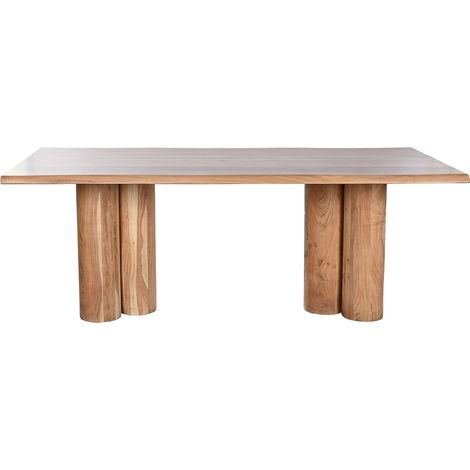 Table à manger, table de repas rectangulaire en bois d'acacia coloris naturel - longueur 200 x profondeur 100 x Hauteur 76 cm (1/5)