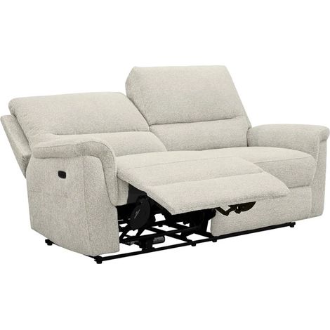 Canapé relax électrique 3 places en tissu doux beige – LEONIE
