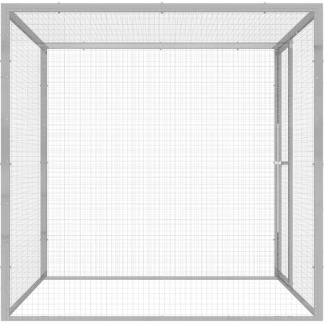 Cage pour chat 1,5x1,5x1,5 m Acier galvanisé CFW77639 (1/5)