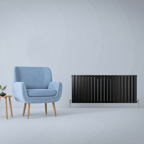 Designer Flat Panel Radiators Matt Black 600mm x 1400mm (1/5)