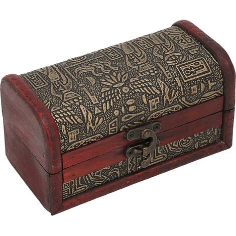 Coffre à bijoux vintage en bois, petit coffre au trésor de style rétro, portable, raffiné et durable, pour de multiples usages. (1/5)