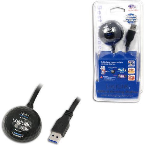 Cable USB 3.0 LogiLink de 1,5 m, USB-A/M a 2x USB-A/F con bola de acoplamiento, negro
