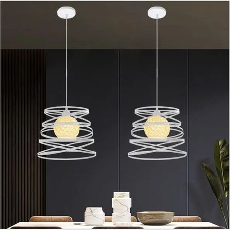 2PCS Lustre Suspension Industrielle,E27 Lampe de Plafon de Style Edison Lampe Luminaire en Métal Spirale pour Salon Chambre (1/4)