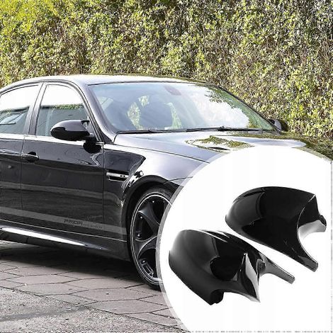 Coques de rétroviseurs avant restylage BMW E90 E91 E92, style M3, noir brillant (1/5)