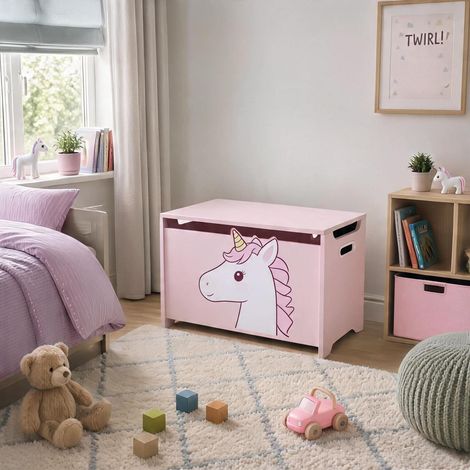 Gator Kids Storage Box Wooden Toy Bedroom Storage Chest With Lid - Pink (1/5)