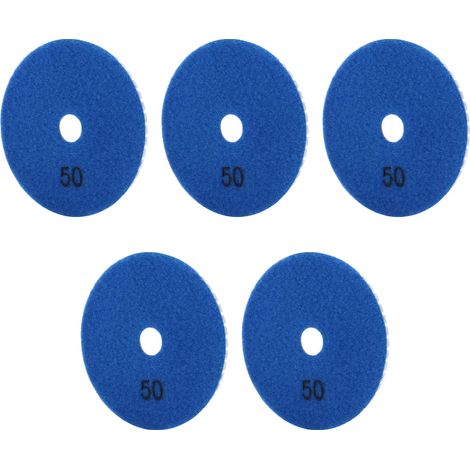 Kit de 5 disques de polissage diamantés humides de 10 cm (4 pouces) à grain doux pour marbre, granit et céramique, grain 50 (1/5)