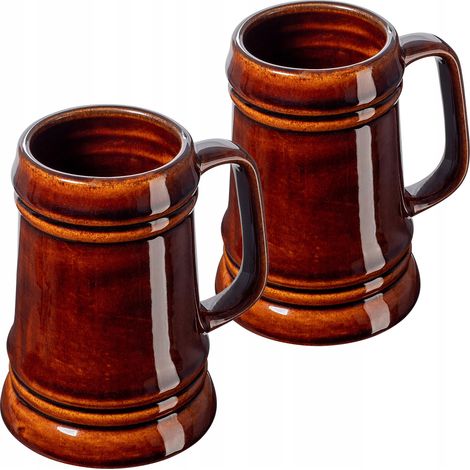 KADAX Bierkrug aus Keramik, Steinkrug, 500 ml, 2 Stück