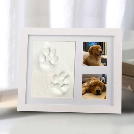 Cadre Photo - Empreintes Pattes Animaux - Argile Blanche Prête À L'emploi - Pour Chiens Et Chats - Kit Complet ×1 (1/5)