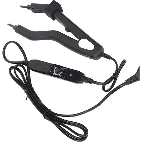 Lisseur professionnel pour extensions capillaires, température ajustable, compatible liaisons kératine, fiche européenne, design noir (1/5)
