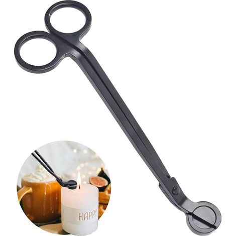 Dochtschere – 1 Stück – Schwarzer Edelstahl – Präziser Schnitt für gleichmäßiges Abbrennen – Für die Kerzenpflege zu Hause und bei Veranstaltungen – 18,5 x 6 cm (1/5)