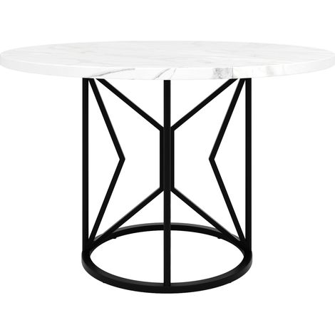 Mesa de comedor redonda 100 x 100 x 76 cm de MDF negro con patas de metal (1/5)