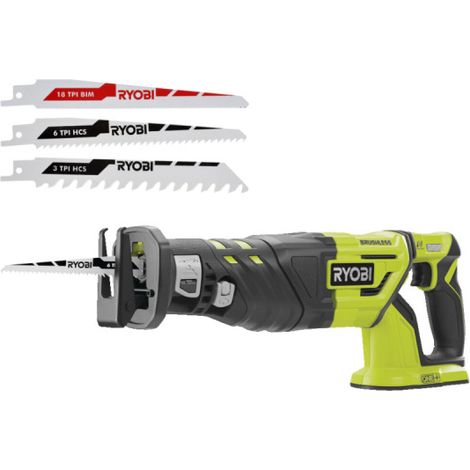 Pack RYOBI - Scie sabre Brushless R18RS7-0 - 18V One+ - sans batterie ni chargeur - Lot de 3 lames RAK3RBWM spéciales scie