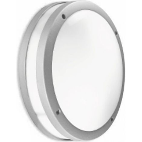 Applique gea led ura r ges291 led ip54 lampada partete soffitto moderna grigio alluminio tonda e27