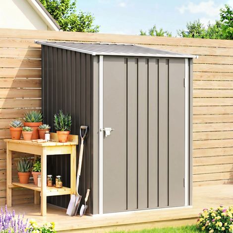 Abri de Jardin 1m² - Remise pour Outils - cabanon Porte verrouillable - dim. 1L x 1,03l x 1,6H m - tôle d'acier ondulée (1/5)