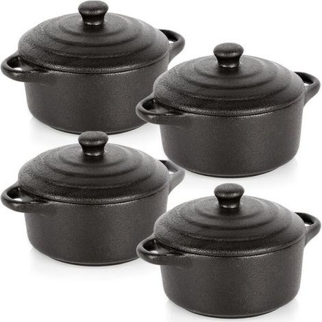 Cocotte - Porcelaine - 15 x 11 x 5,5 cm - Four Micro-ondes Réfrigérateur Lave-vaisselle - 4 Pièces (1/5)