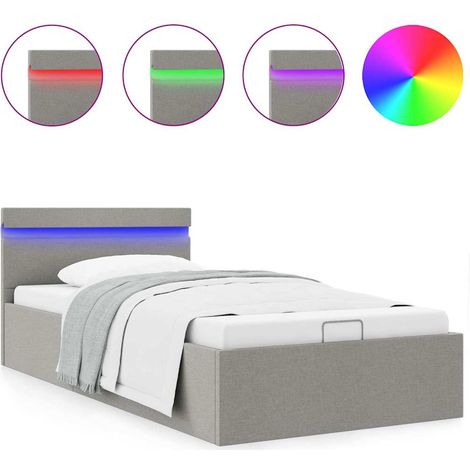 Maison Exclusive - Giroletto con Contenitore e LED Grigio Chiaro Tessuto 90x200 cm (1/5)