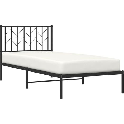 vidaXL Cadre de lit métal sans matelas avec tête de lit noir 90x190 cm (1/5)