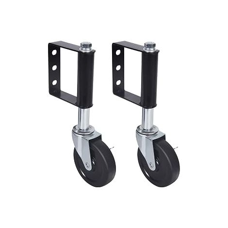 Lot de 2 roulettes de support à ressort, pour portails de jardin, 100 mm, charge maximale de 100 kg, avec plaque de montage universelle, pour portes de jardin, portes coulissantes (1/5)