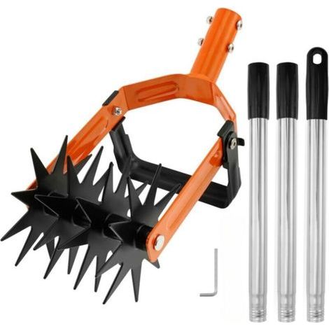 2-in-1 146cm - Long adjustable handle - Stainless steel - Weather and rust resistant - Garden tiller for loosening and mixing soil (1/4)