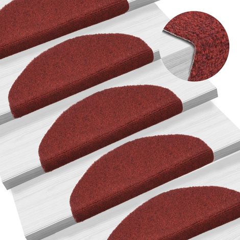 15-tlg Selbstklebende Treppenmatten Nadelvlies 65x21x4cm Rot vidaXL