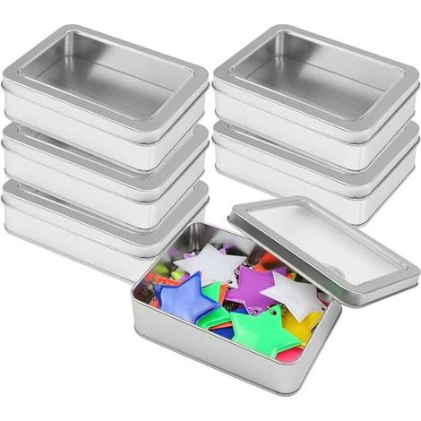 Lntyq Boîtes de Rangement Rectangulaires en Métal, 6 Pièces Petite Boîte Métallique pour Cartes à Jouer, écouteurs, Câbles de Charge, Savon et autres articles(12.5 x 9 x 3.5 cm)