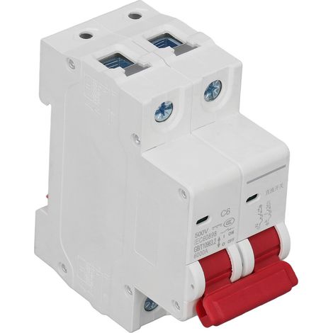 Disjoncteur miniature DZ47-63Z C6 500V DC 2P 6A, protection solaire photovoltaïque, montage sur rail DIN, pouvoir de coupure 6000A basse tension (1/5)