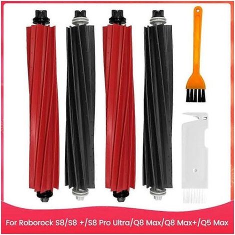 Brosses principales pour aspirateur robot Roborock S8/S8+/S8 Pro Ultra/Q8 Max/Q8 Max+/Q5 Max - Brosses à rouleau en caoutchouc (1/5)