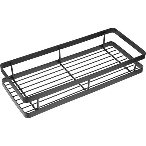 Étagère murale de salle bain en fer noir avec vis, porte-shampoing polyvalent, robuste et (1/5)